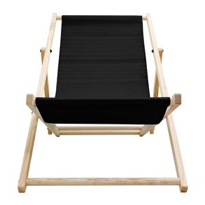 ecdgermany Liegestuhl klappbar aus Holz, 3 Liegepositionen, bis 120 kg, Schwarz, verstellbare Rückenlehne, Sonnenliege Gartenliege Strandliege, für Garten oder
