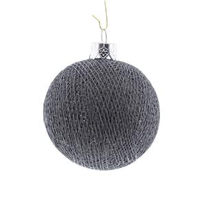 1x Grijze Cotton Balls kerstballen decoratie 6,5 cm -