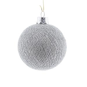 1x Zilveren Cotton Balls kerstballen decoratie 6,5 cm -
