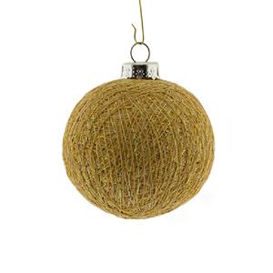 1x Gouden Cotton Balls kerstballen decoratie 6,5 cm -