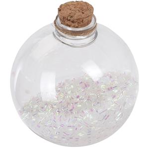 1x Kerstballen transparant/wit 8 cm met witte glitters kunststof kerstboom versiering/decoratie -