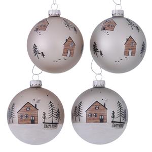 Boltze Home Kerstbal Homewood Glas- Met Dessin Van Huisjes En Kerstbomen -dia 8