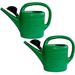 Prosperplast Set van 2x stuks groene kunststof bloemen/planten gieters met broeskop/sproeikop 8 liter -