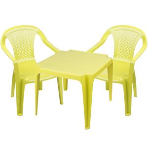 Sunnydays Kinderstoelen 4x met tafeltje set - buiten/binnen - groen - kunststof -