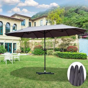 Sunny Dubbele parasol met slingerhandvat grijs 460 x 270 x 240 cm