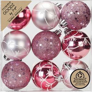 Christmas goods Inge Christmas Goodz kerstballen - 9x st- 6 cm - kunststof - roze -