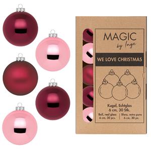 Christmas goods Kerstballen van glas - 30x - berry kiss roze - 6 cm -milieubewust  -
