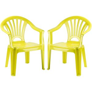 PlasticForte Kinderstoel - 4x stuks - kunststof - groen - 35 x 28 x 50 cm - tuin/camping/slaapkamer -