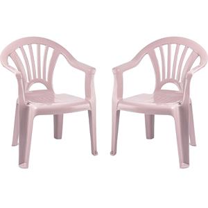 PlasticForte Kinderstoel - 4x stuks - kunststof - roze - 35 x 28 x 50 cm - tuin/camping/slaapkamer -
