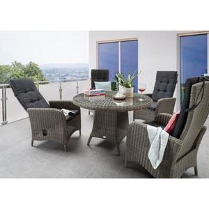 Destiny Tuin-eethoek Palma Luna 4 stoelen met hoge rugleuning traploos verstelbaar, tafel ø 120x75cm, incl. kussens (set, 9-delig)