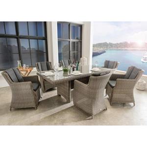 Destiny Tuin-eethoek Luna Polyrotan, 6 fauteuils, tafel 200x100 cm, incl. kussens (set, 19-delig)