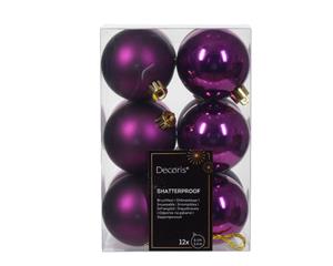 Decoris Kerstbal kunststof d6 cm vlt 12st kerst - 