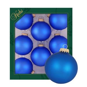 Krebs kerstballen - 8x stuks - velvet blauw - glas - 7 cm - mat -