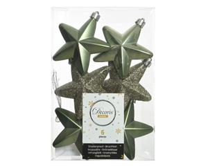 Ster plc l2b7.5h7.5 cm mos groen 6st kerst - 