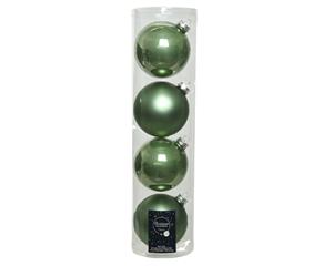 Decoris kerstbal glas d10cm s.groen 4st - 