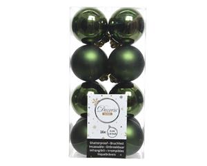 Kerstbal plastic glans-mat dia4cm dennen groen - 