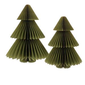 Decoratieve papieren kerstbomen 25/20cm (set 2 stuks) - Picea olijfgroen