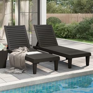 VidaXL Ligbedden 2 st 155x58x83 cm polypropeen zwart