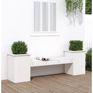 VidaXL Bankje met plantenbakken 184,5x39,5x56,5 cm grenenhout wit