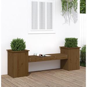 VidaXL Bankje met plantenbakken 184,5x39,5x56,5 cm grenen honingbruin