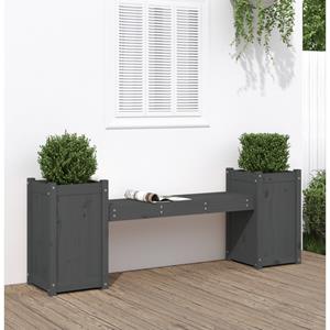 VidaXL Bankje met plantenbakken 180x36x63 cm grenenhout grijs