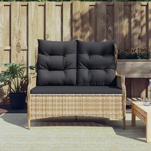 VidaXL Tuinbank 2-zits met kussens poly rattan bruin