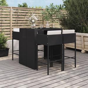 VidaXL 5-delige Tuinbarset met kussens poly rattan zwart
