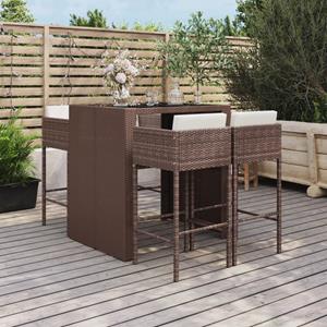 VidaXL 5-delige Tuinbarset met kussens poly rattan bruin