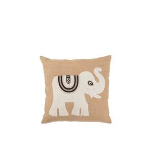 J-Line Kussen Olifant Textiel Naturel|Wit Small