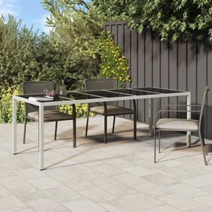 VidaXL Tuintafel 250x100x75 cm poly rattan en gehard glas wit