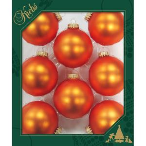 Krebs 8x Oranje matte kerstboomversiering kerstballen van glas 7 cm -