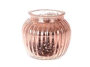 Vaas/windlicht Novy Ø11xh10cm Metallic Rose Goud