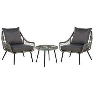 Beliani LAURETO - Bistroset-Grijs-PE rotan