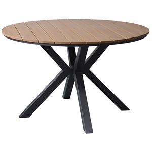 AVH-Outdoor Quincy dining tuintafel aluminium 120xH75 cm rond teak blad