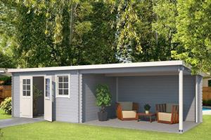 Platinum Outdoor Life Products | Tuinhuis met Overkapping Aida 760 x 275 | Gecoat |  Grey-Wit