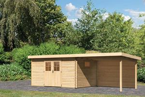 Karibu | Tuinhuis Torgau 5 met Overkapping 3,3 en Achterwand