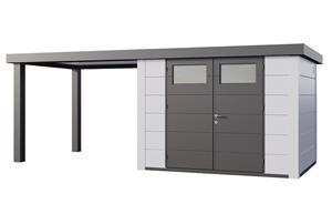 Telluria | Tuinhuis Eleganto 3024 met Overkapping Open Lounge Large | Links | Wit