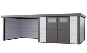 Telluria | Tuinhuis Eleganto 3330 met Overkapping Lounge Large | Links | Wit-Antraciet