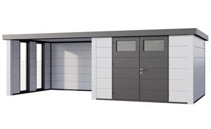 Telluria | Tuinhuis Eleganto 3330 met Overkapping Lounge Large met Ramen | Links | Wit