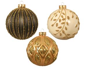 Assortierte Weihnachtskugeln schwarz - gold - weiß - gold - gold - gold Ø10 cm