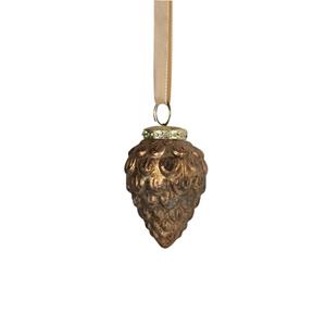 Massamarkt Kerstbal Dennenappel Glas Antiek Bruin Ø8cm