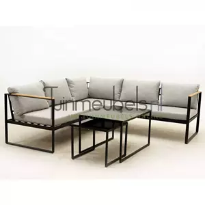 Vita Hoekbank Acre zwart/grijs met tafeltjes van 