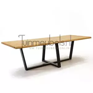 Vita Tuintafel Universo 260 x 100 CM Teak Zwart RVS Aluminium Tafel Buiten Tuin 