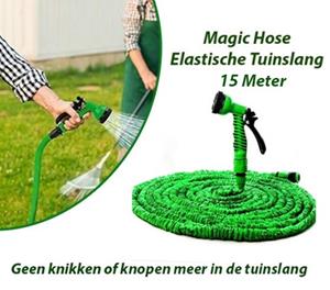 Dealrunner Magic Hose Elastische Tuinslang 15 Meter met Sproeikop