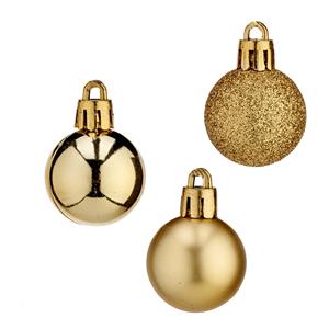 Arte r mini kerstballen - 20x stuks - goud - kunststof - 3 cm -