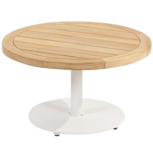 4 Seasons Outdoor Volta teak salontafel centrale poot wit 60 cm rond 