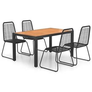 VidaXL 5-delige Tuinset PVC-rattan zwart en bruin