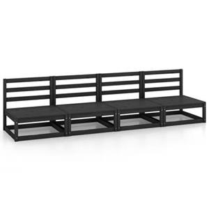 bonnevie 4-Sitzer-Gartensofa Schwarz Kiefer Massivholz vidaXL625223