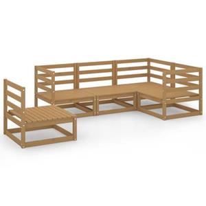 VidaXL 5-delige Loungeset massief grenenhout honingbruin