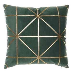 CASA DI ELTURO Sierkussen Velvet Geometrie - Groen & Goud - 45 x 45